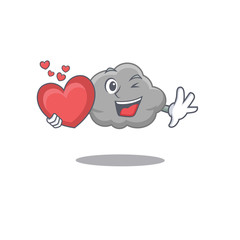 A sweet grey cloud cartoon character style with a heart