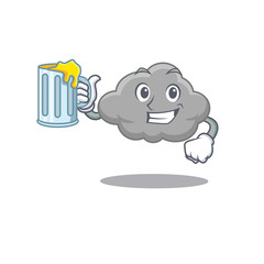 A cartoon concept of grey cloud rise up a glass of beer