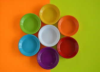 Colourful glazed clay pottery for spring planting and gardening