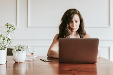 Woman working on a laptop