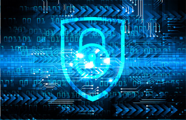 Closed Padlock on digital background, cyber security