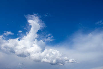 Beautiful cottony white cloud. Cumulus nimbus storm cloud.