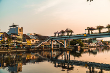 Saigon, VIETNAM - March &lrm;31, &lrm;2020: Old houses in Ben Binh Dong, Sai Gon. a little Hoi An ancient town at dusk in Ho Chi Minh city, Vietnam 