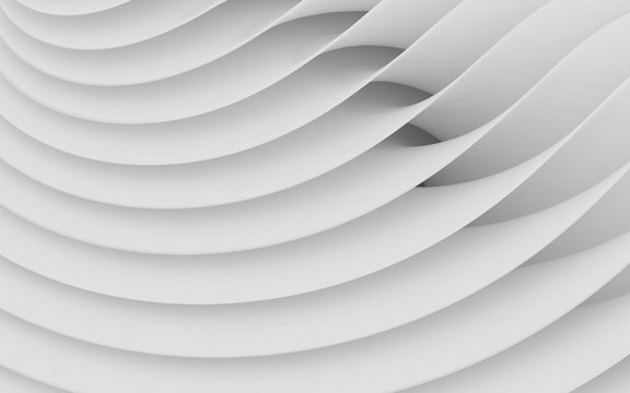 Abstract Curved Shapes. White Circular Background.