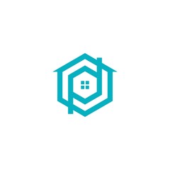 vector logo with modern construction shapes and letters