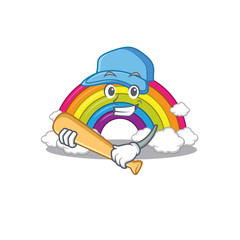 Fototapeta premium Obraz postać z kreskówki tęczy gry w baseball