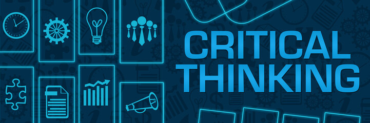 Critical Thinking Blue Neon Business Shapes Horizontal 