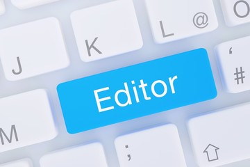 Editor. Computer Tastatur von oben zeigt Taste mit Wort hervorgehoben. Software, Internet, Programm - obrazy, fototapety, plakaty