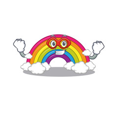 A cartoon character of rainbow performed as a Super hero