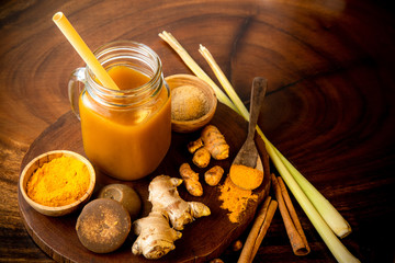Jamu, a herbal traditional elixir medicine from Indonesia and Malaysia. Made from natural materials...