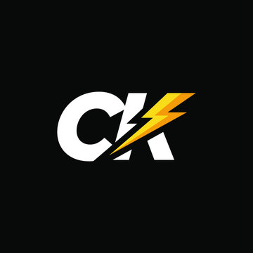 Initial Letter CK with Lightning