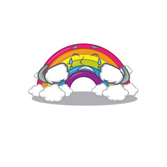 Cartoon character design of rainbow with a crying face