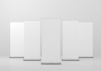 Roll Up Banner Stand Mockup. 3D Render.