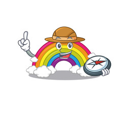 mascot design concept of rainbow explorer with a compass