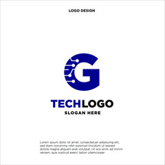 G Technology Circuit Alphabet. Logo. Simple, modern, futuristic. With Blue Gradation Color.