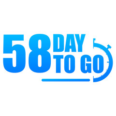 Day to go label, red flat with alarm clock, promotion icon, Vector stock illustration: For any kind of promotion