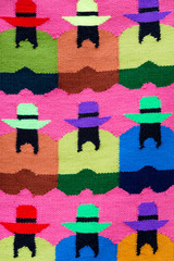 Indian Native Fashion and colored rug background, Peru
