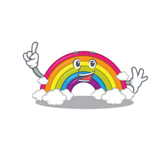 rainbow mascot character design with one finger gesture
