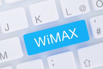 WiMAX. Computer Tastatur von oben zeigt Taste mit Wort hervorgehoben. Software, Internet, Programm