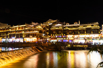 Night scene of phoenix ancient city, xiangxi, China