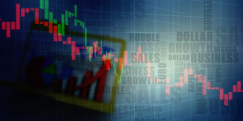 2d rendering Stock market online business concept. business Graph 