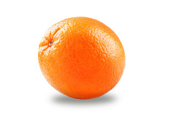 Photo of closeup isolated juicy fruit orange isolated on white background with shadow