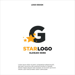 initials letter design logo 'G' with star on white background