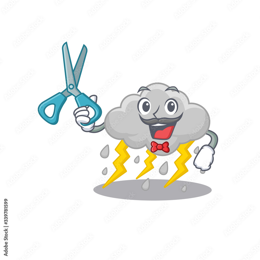 Poster sporty cloud stormy cartoon character design with barber