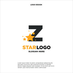 initials letter design logo 'Z' with star on white background