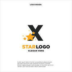 initials letter design logo 'X' with star on white background