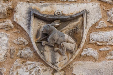 Detail of the building in the historic centre of Hvar town on Hvar island, Croatia