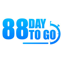 Day to go label, red flat with alarm clock, promotion icon, Vector stock illustration: For any kind of promotion