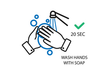 Wash your hands mandatory sign,Wash your hands with soap and water frequently from 20 to 40 sec as effective protective measure against COVID-19