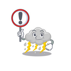 An icon of cloud stormy cartoon design style with a sign board