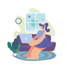 woman working at home, quarantine by coronavirus