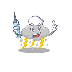 A nice nurse of cloud stormy mascot design concept with a syringe