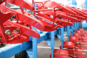 Parts and components of agricultural machines. Plough. Harrow. Cultivator. Fragment.