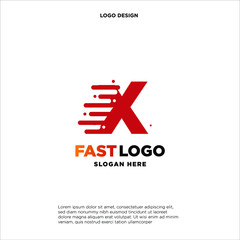 fast move abstract X initial tech logo vector template