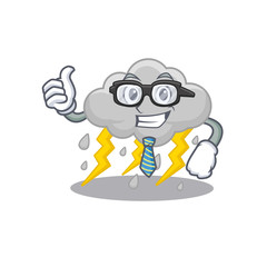 An elegant cloud stormy Businessman mascot design wearing glasses and tie