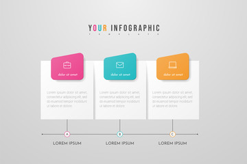 Infographic design with icons and 3 options or steps. Infographics business concept. Can be used for info graphics, flow charts, presentations, web sites, banners, printed materials.