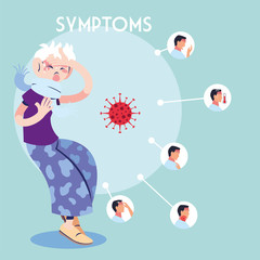 infographic showing incubation and symptoms with icons and infected person