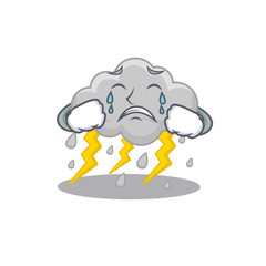 Cartoon character design of cloud stormy with a crying face