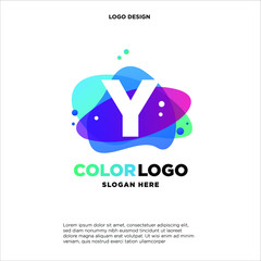 Abstract Y Initial logo designs concept vector, Colorful D initial logo designs