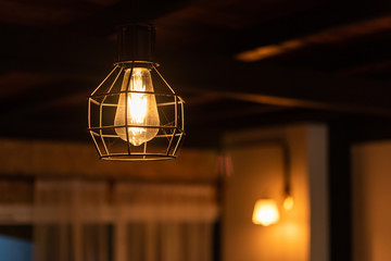 Fototapeta na wymiar Beautiful luxury light lamp decor glowing