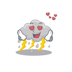 Cute cloud stormy cartoon character has a falling in love face