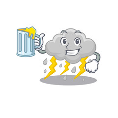 A cartoon concept of cloud stormy rise up a glass of beer