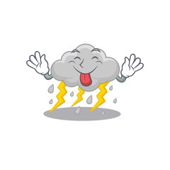 An amusing face cloud stormy cartoon design with tongue out