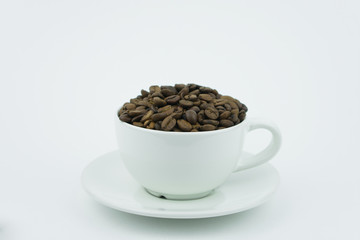 cup of coffee on a white background.