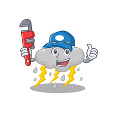 Cloud stormy Smart Plumber cartoon character design with tool