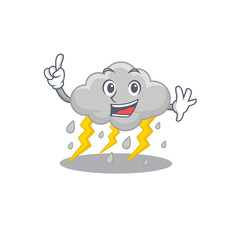 Cloud stormy mascot character design with one finger gesture